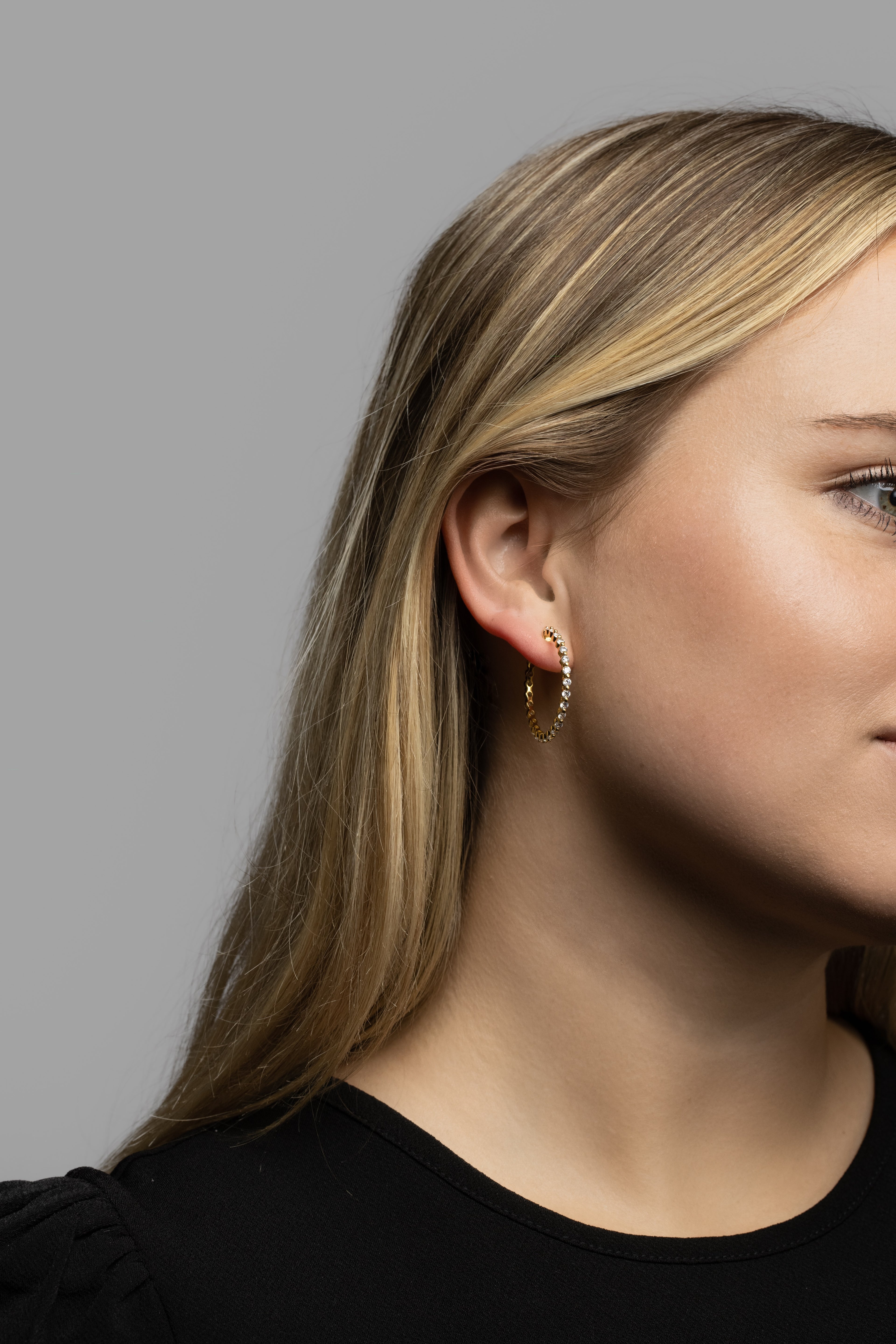 High Shine Micro-paved Hoop Earrings