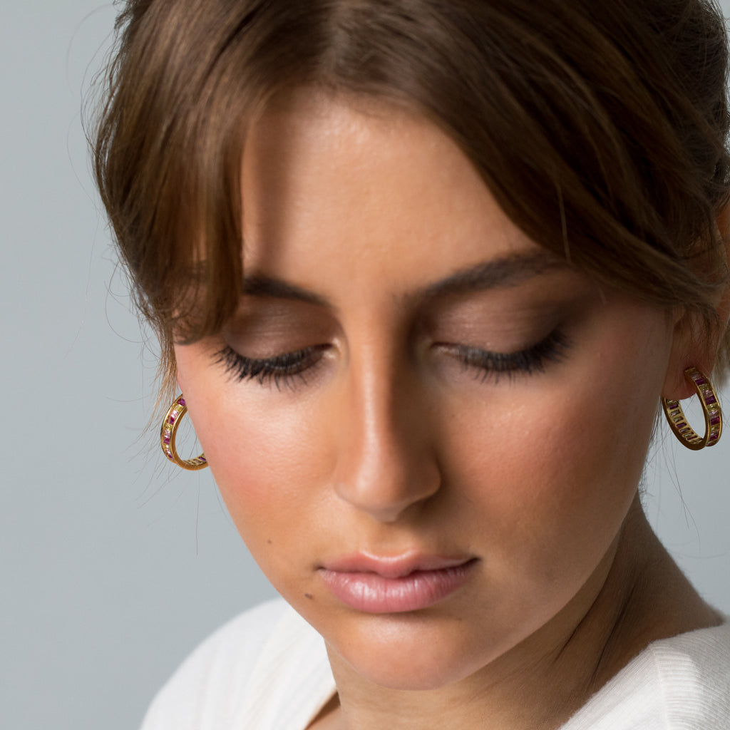 Stained Glass Hoops - Rosy Glow